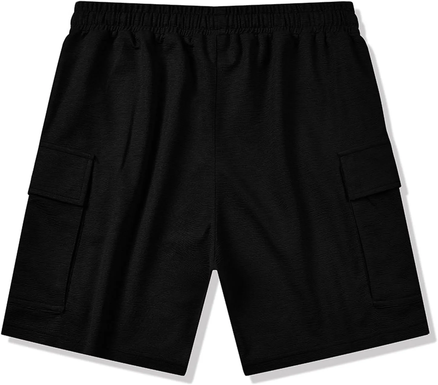 100% Cotton Shorts for Men Ribbed Elastic Waist Drawstring Knitted Casual Shorts Lounge Shorts with 4 Pockets