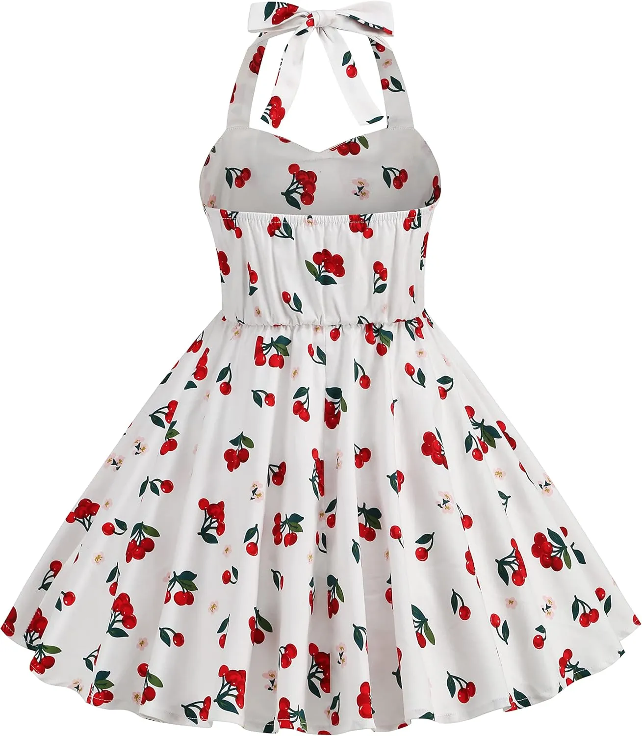 1950s Vintage Dresses for Girls Halter Dress Sleeveless Bowknot Heart Neck 4-12 Years