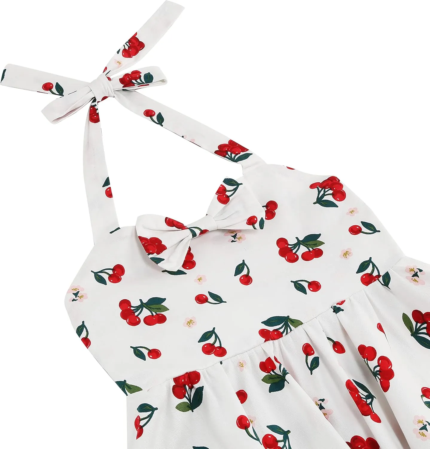 1950s Vintage Dresses for Girls Halter Dress Sleeveless Bowknot Heart Neck 4-12 Years