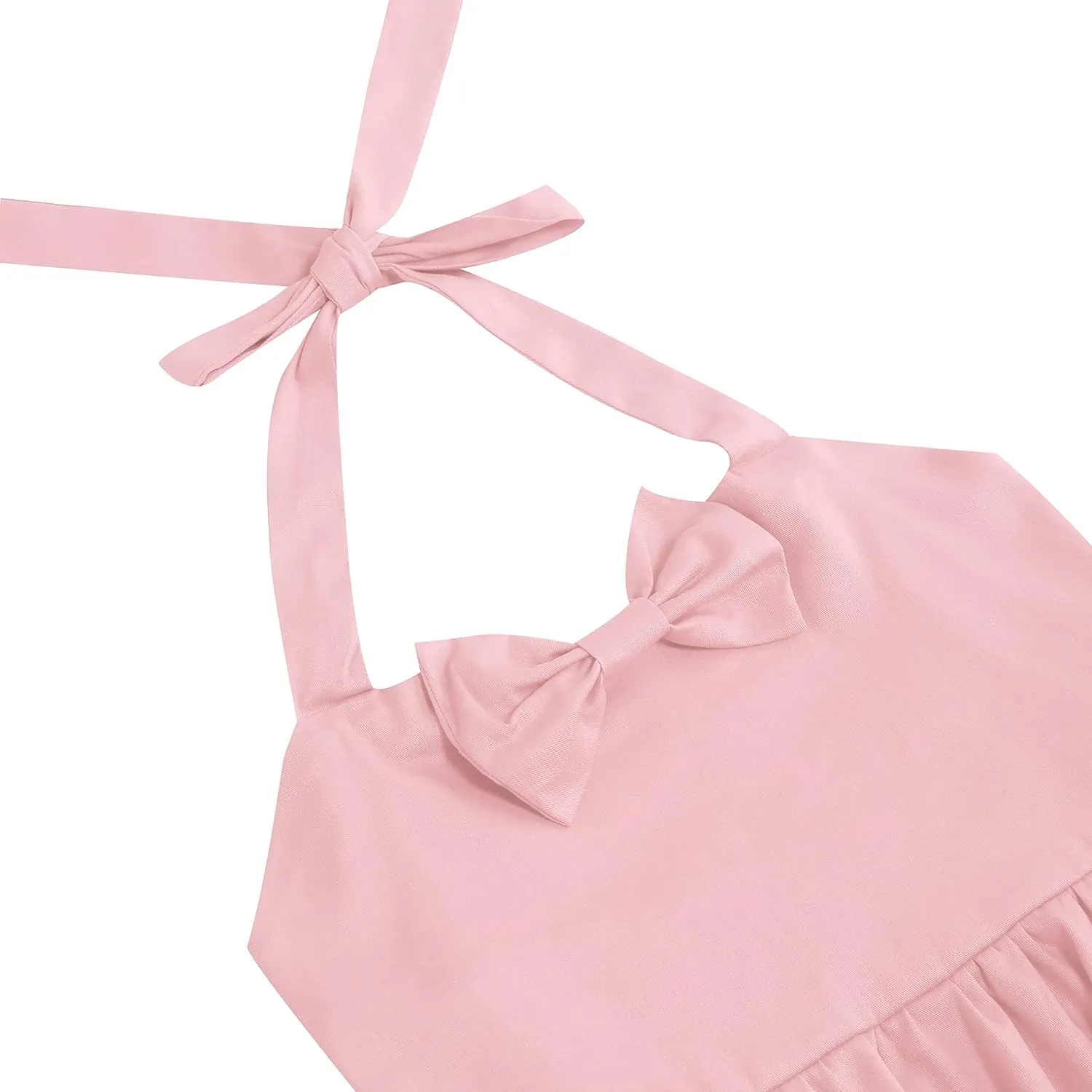1950s Vintage Dresses for Girls Halter Dress Sleeveless Bowknot Heart Neck 4-12 Years