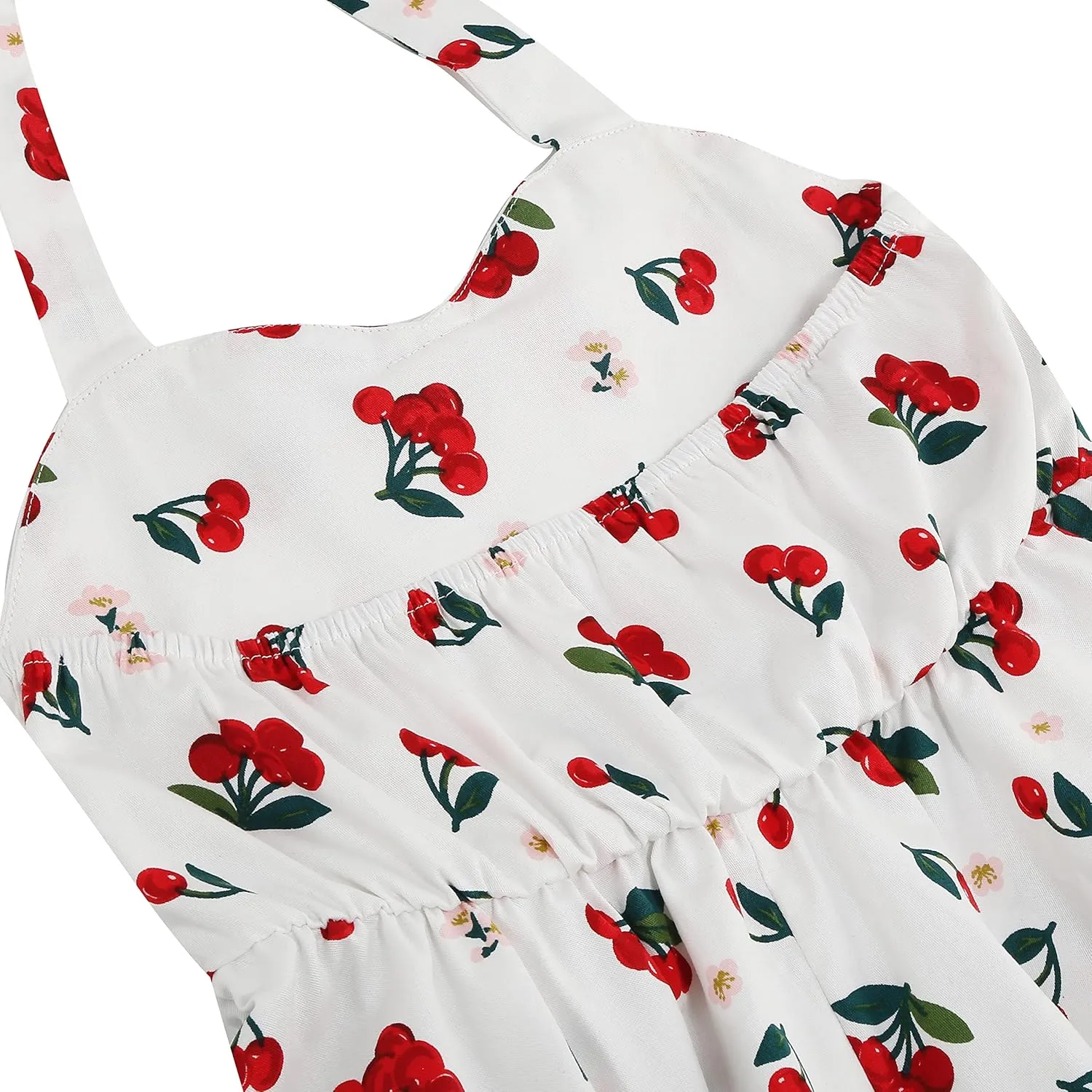 1950s Vintage Dresses for Girls Halter Dress Sleeveless Bowknot Heart Neck 4-12 Years