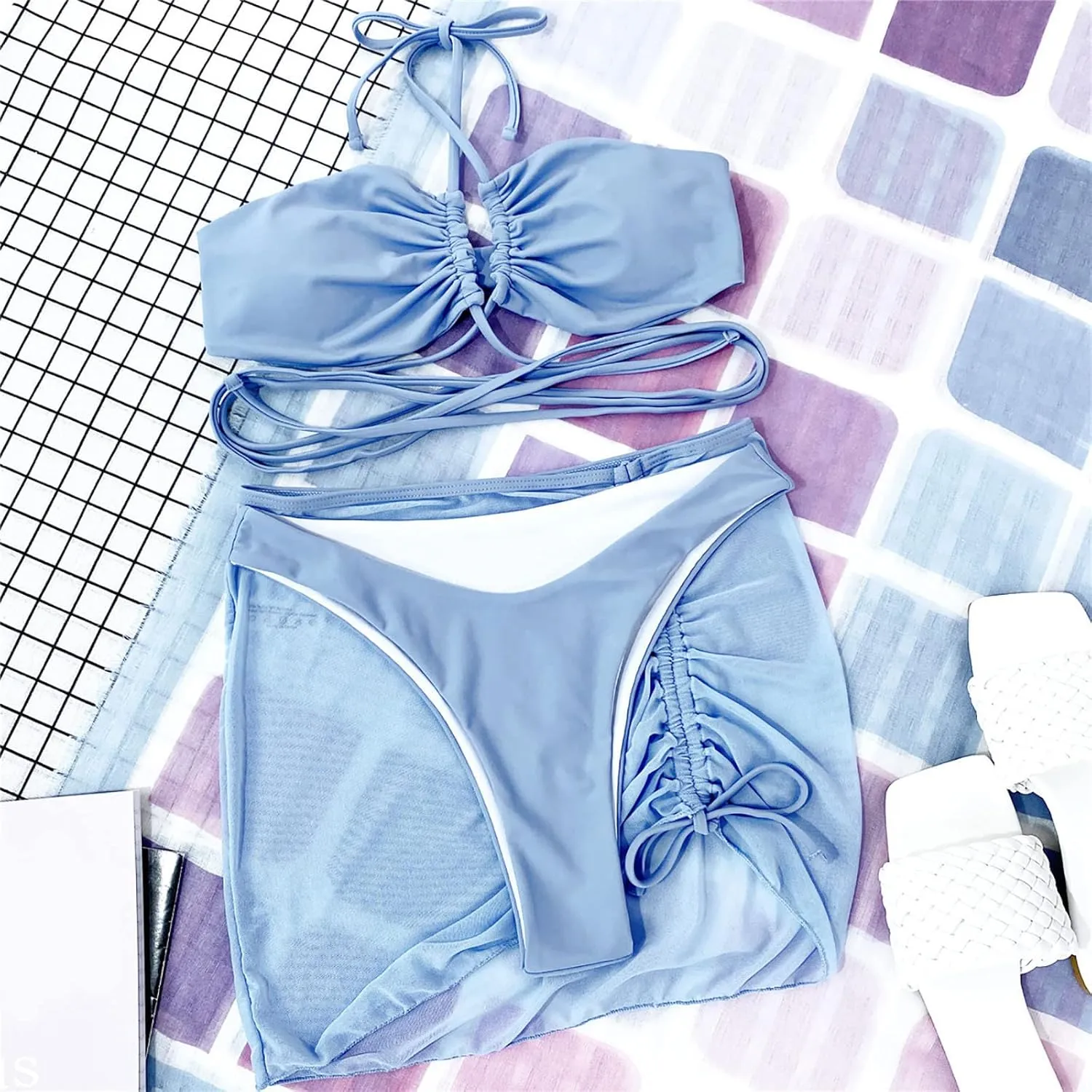 2025 Sexy 3 Lingerie Set Women Bra and Panty Swimwear Bikini Set Female Candy Color Swimsuits Beachwear Women