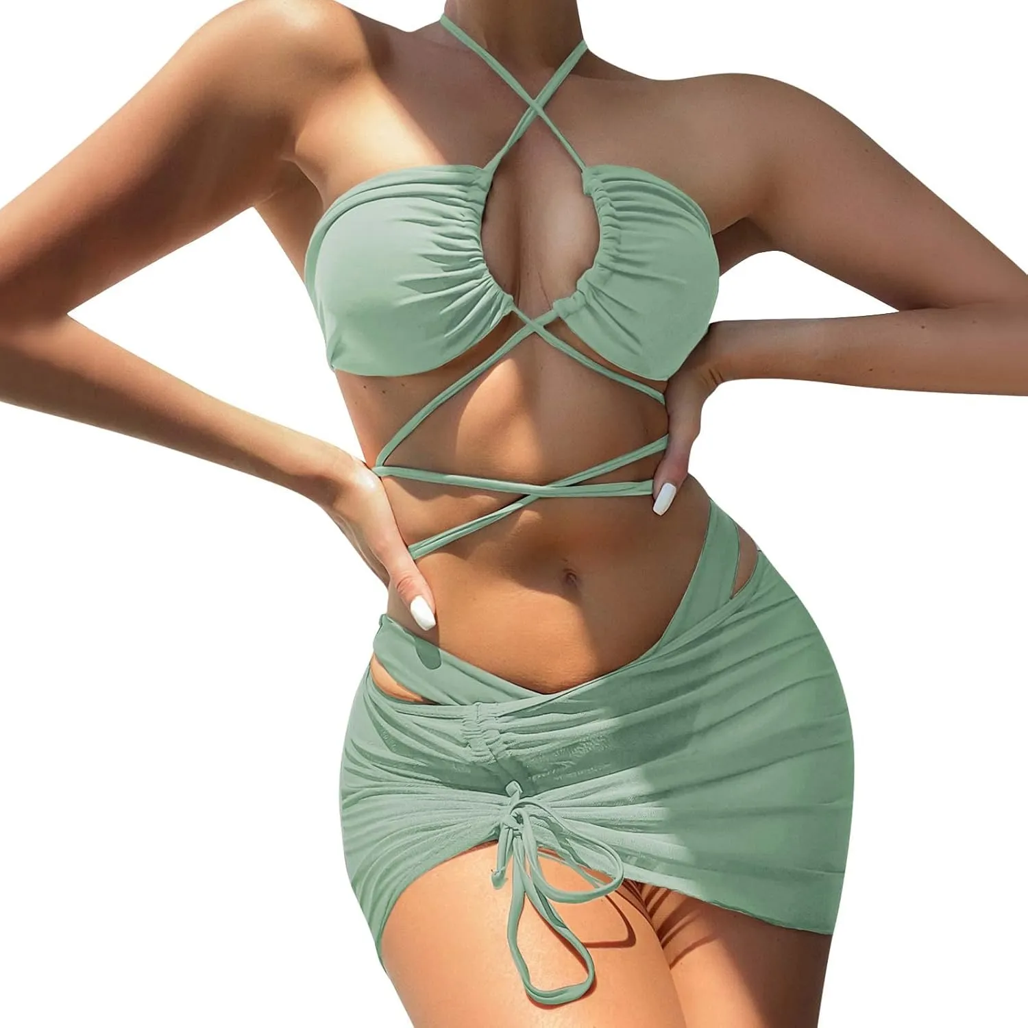 2025 Sexy 3 Lingerie Set Women Bra and Panty Swimwear Bikini Set Female Candy Color Swimsuits Beachwear Women