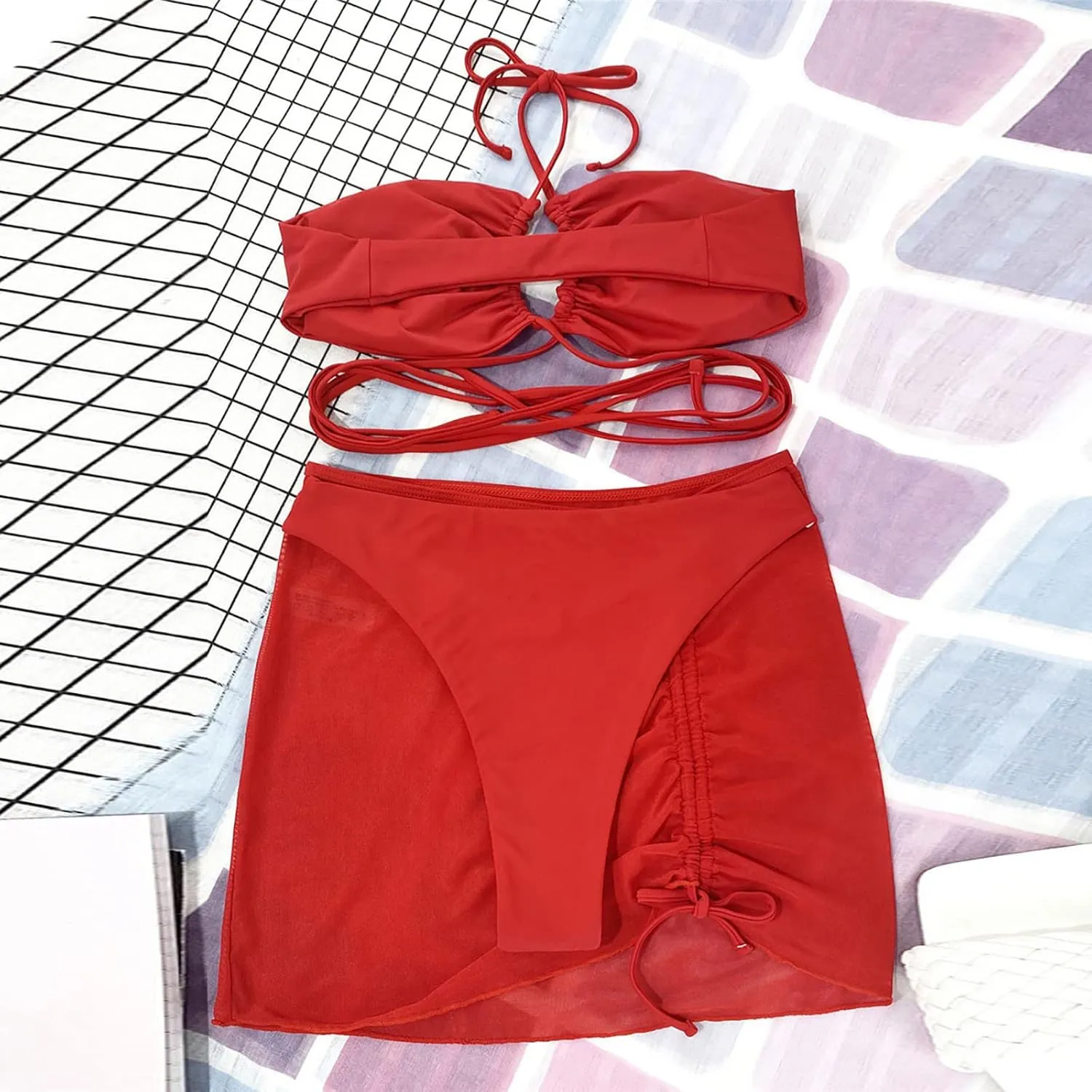 2025 Sexy 3 Lingerie Set Women Bra and Panty Swimwear Bikini Set Female Candy Color Swimsuits Beachwear Women