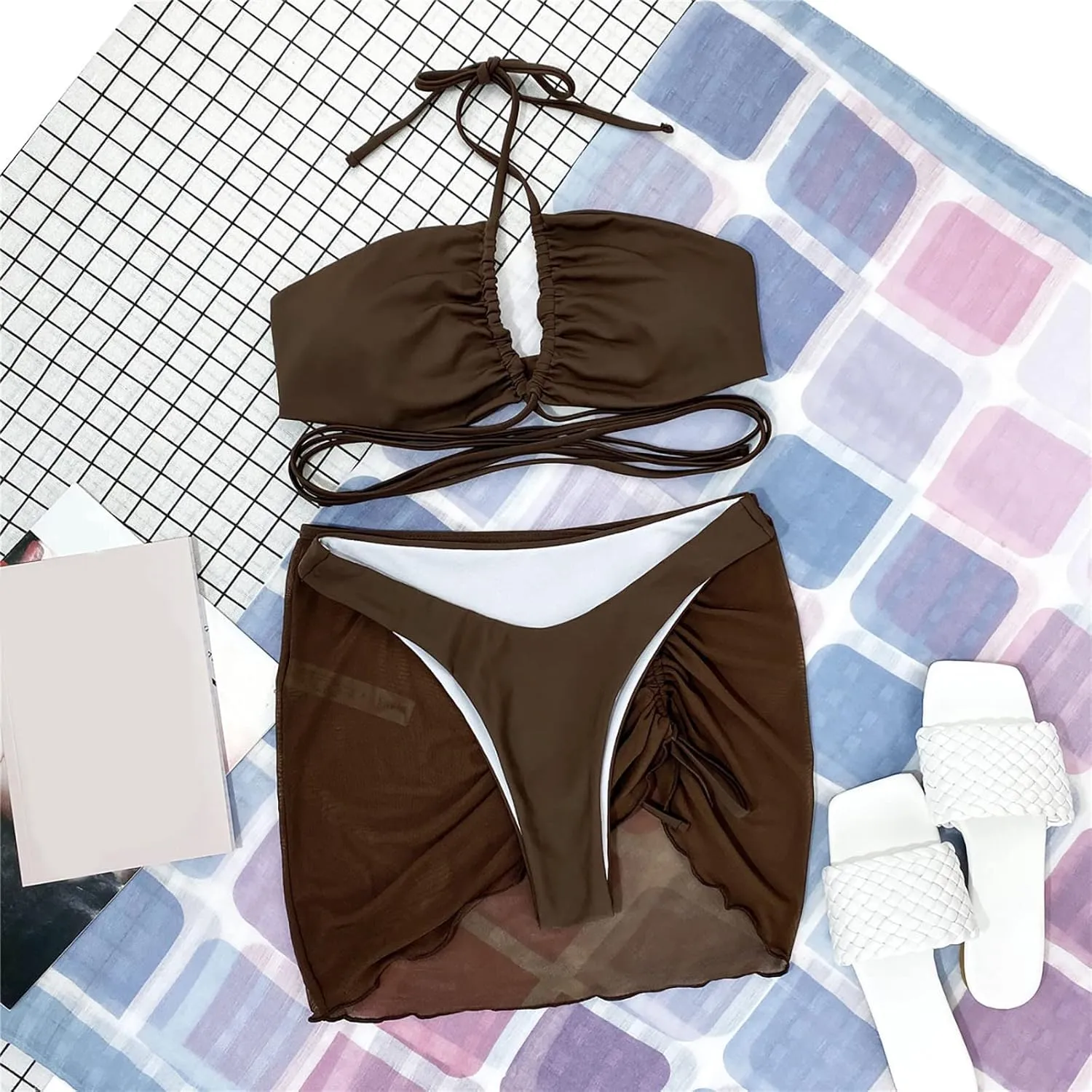 2025 Sexy 3 Lingerie Set Women Bra and Panty Swimwear Bikini Set Female Candy Color Swimsuits Beachwear Women