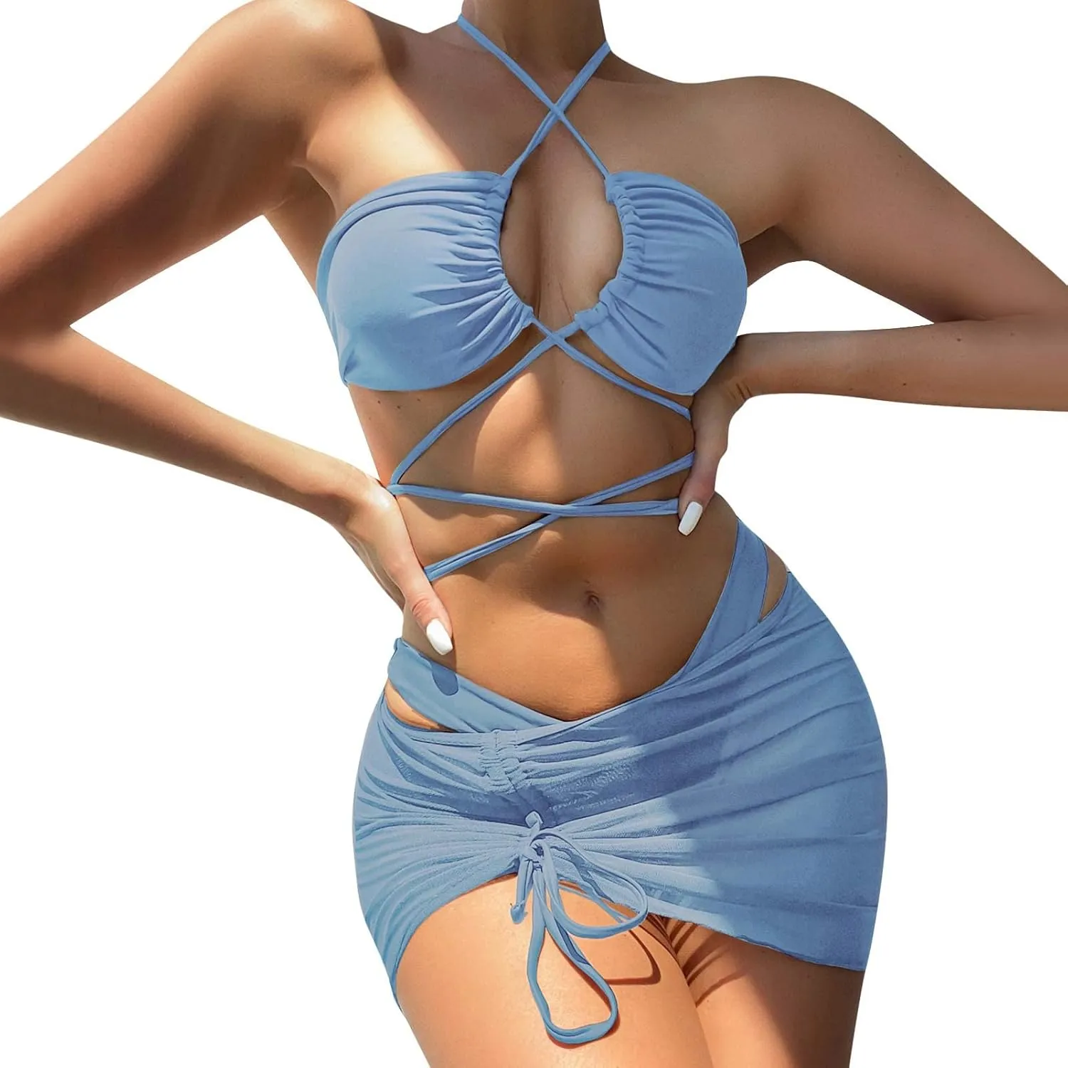 2025 Sexy 3 Lingerie Set Women Bra and Panty Swimwear Bikini Set Female Candy Color Swimsuits Beachwear Women