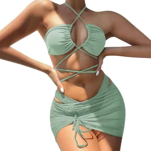 2025 Sexy 3 Lingerie Set Women Bra and Panty Swimwear Bikini Set Female Candy Color Swimsuits Beachwear Women