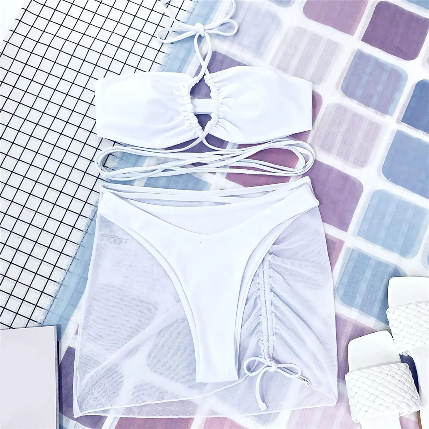 2025 Sexy 3 Lingerie Set Women Bra and Panty Swimwear Bikini Set Female Candy Color Swimsuits Beachwear Women