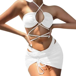 2025 Sexy 3 Lingerie Set Women Bra and Panty Swimwear Bikini Set Female Candy Color Swimsuits Beachwear Women