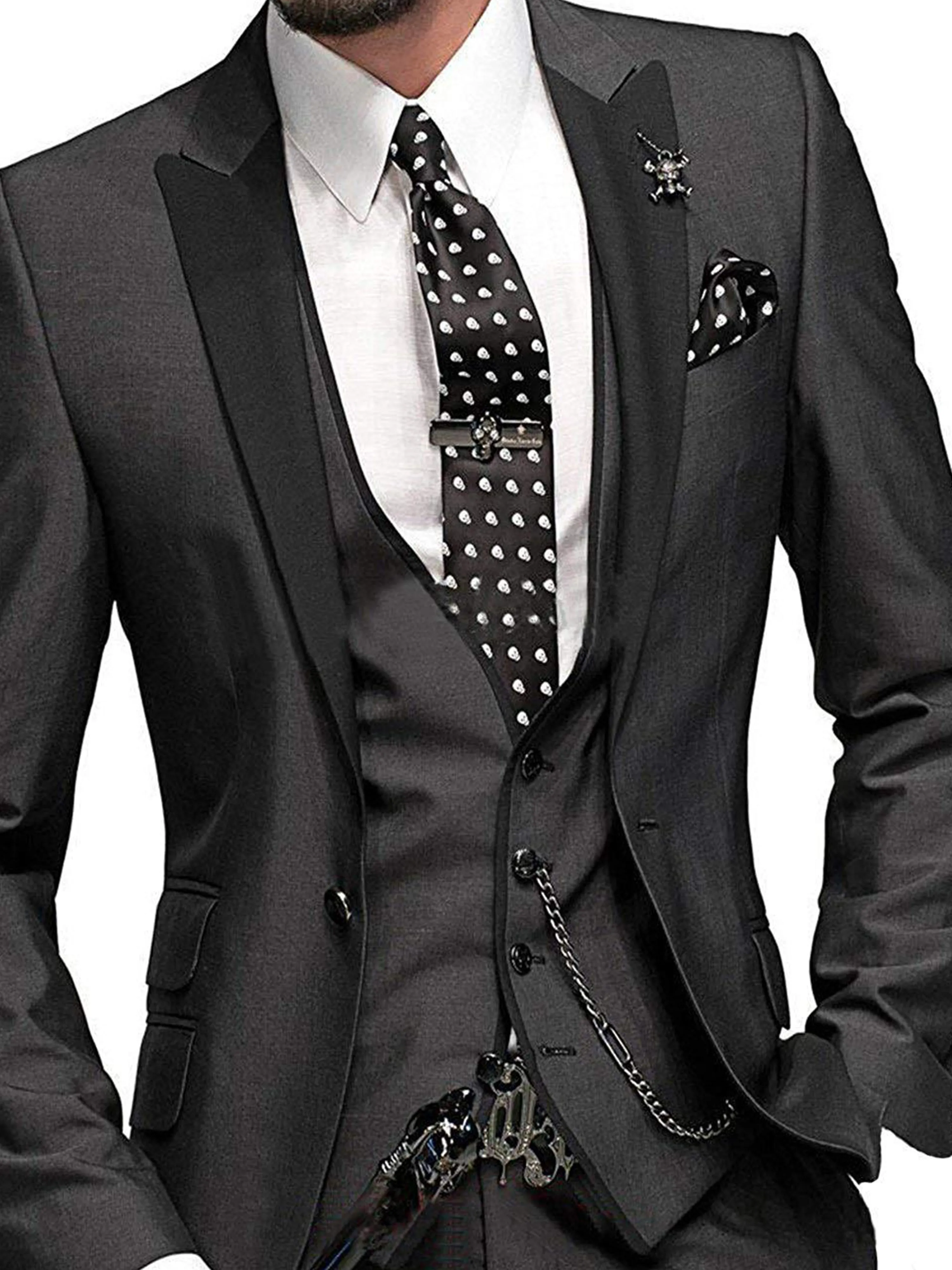 3 Pieces Men's Suits Groom Best Man Wedding Suit Set