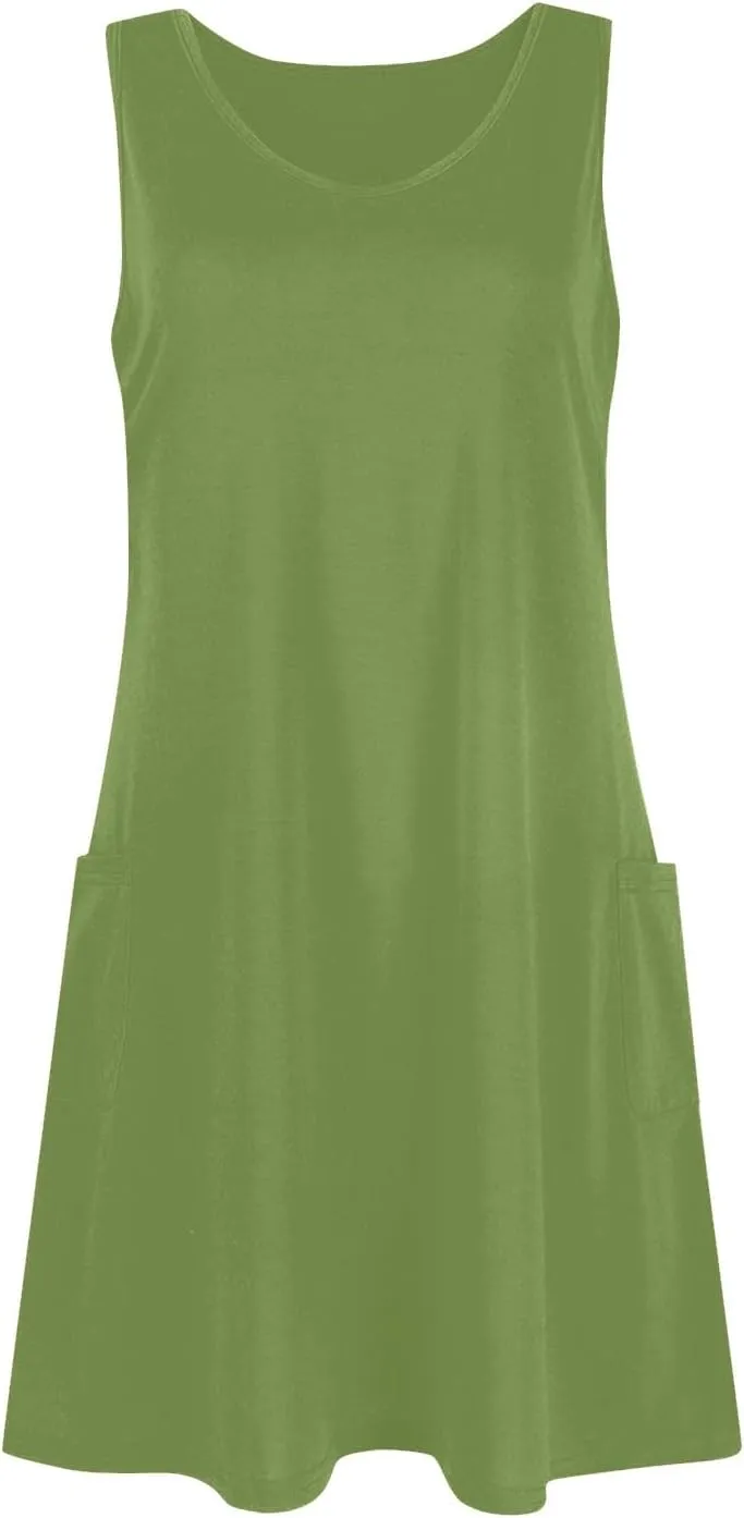 4Th of July Dress Women 2025 Summer Casual Loose Sleeveless Cotton Sundresses Tank Dresses with Pockets