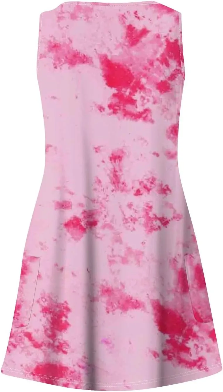 4Th of July Dress Women 2025 Summer Casual Loose Sleeveless Cotton Sundresses Tank Dresses with Pockets
