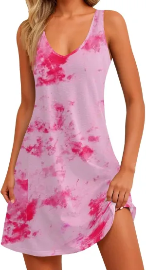 4Th of July Dress Women 2025 Summer Casual Loose Sleeveless Cotton Sundresses Tank Dresses with Pockets
