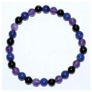 6mm Amethyst, Lapis, Black Tourmaline