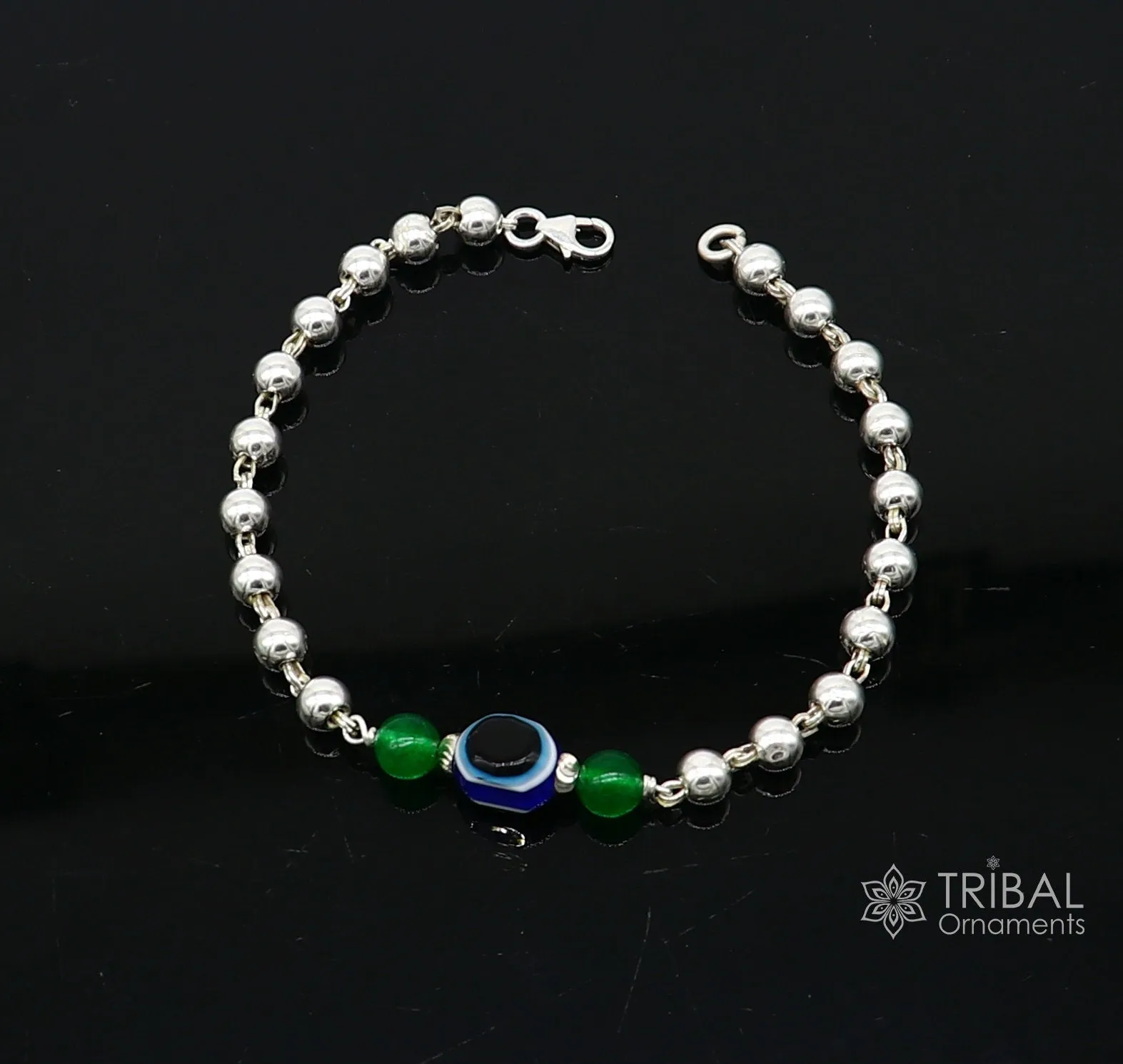 925 sterling silver handmade silver beaded evil eye bracelet, amazing stylish unisex cultural trendy bracelet all sizes jewelry sbr468