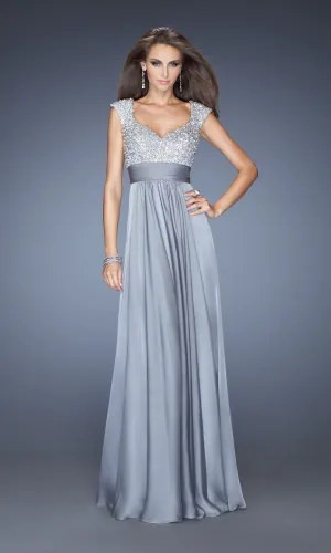 A-Line La Femme Cap-Sleeve Chiffon Prom Dress 20003