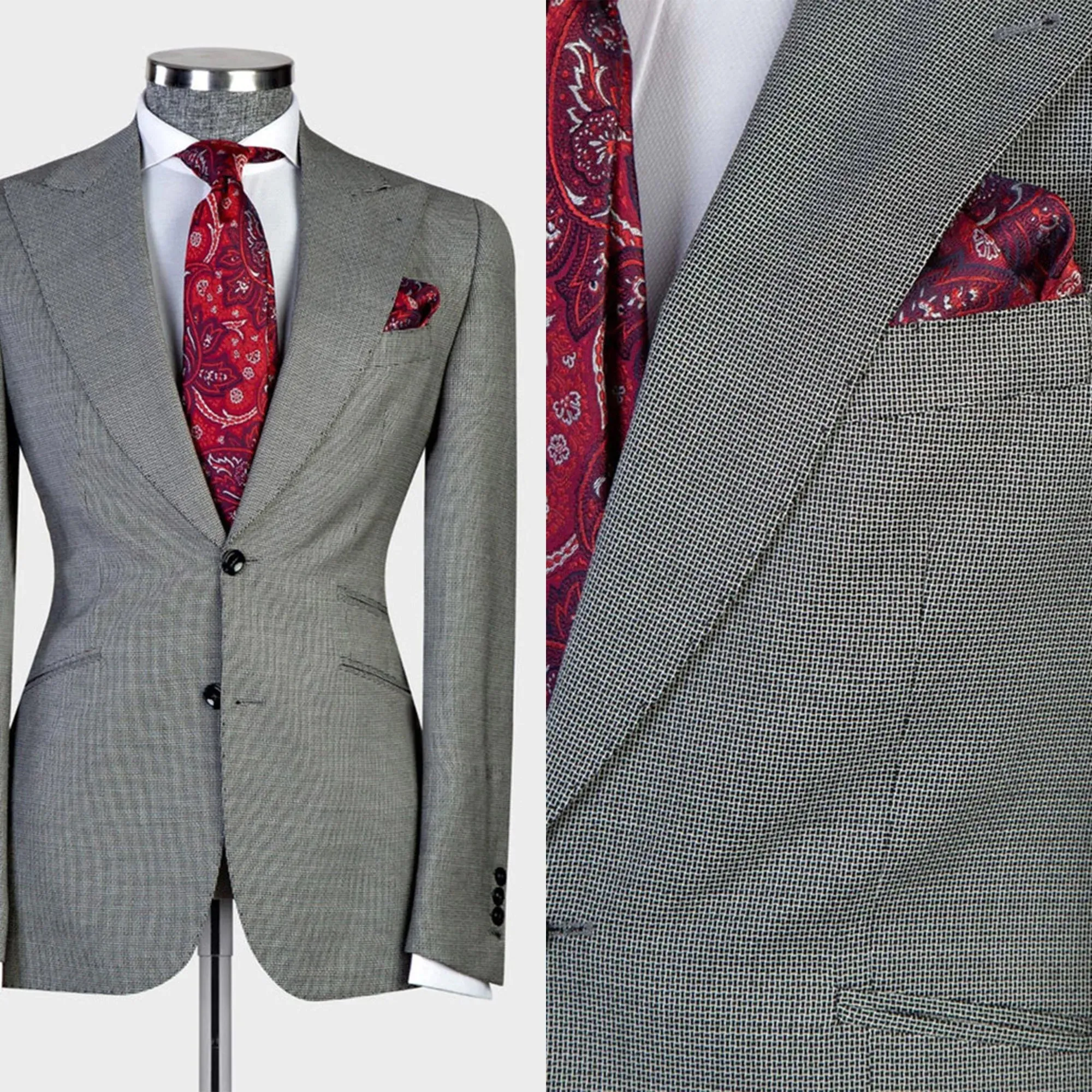 Aidase Classic Cotton Men's Suit Wedding Business Slim Fit 2-Pieces Tailor-Made Groom Groomsman Formal Occasions Size Customized