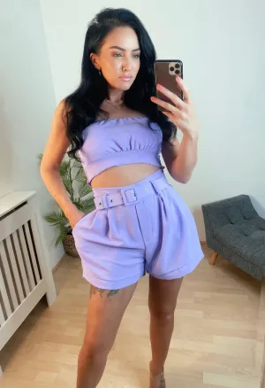 ALEXIA CHEESE CLOTH CROP AND BELTED SHORT CO-ORD
