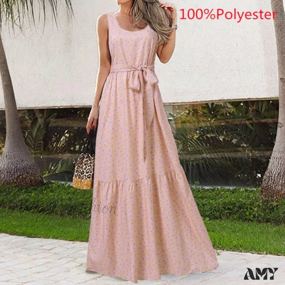 Amy Fashion - Sexy Party Maxi Sleeveless Floral Print Dress