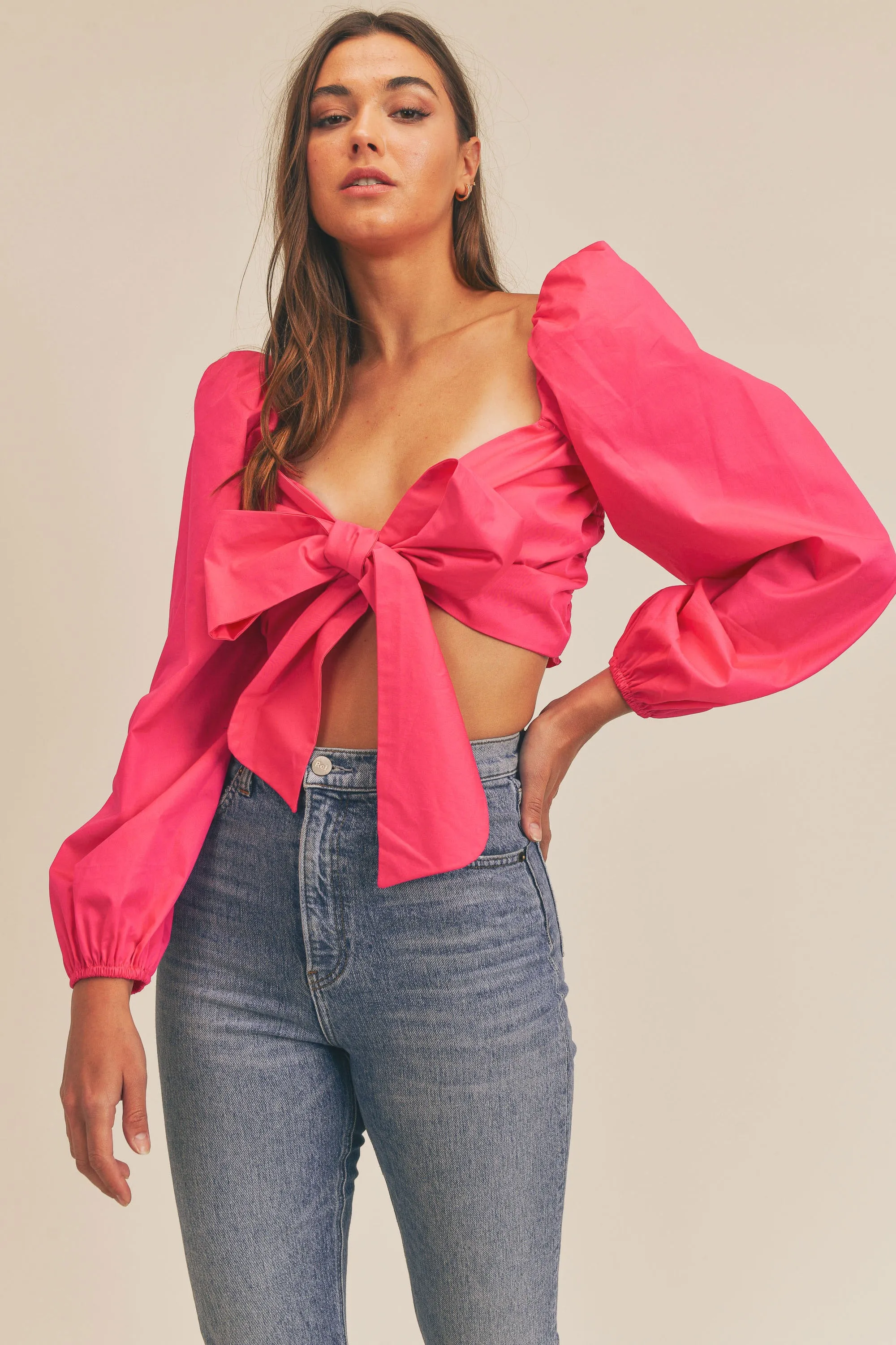 ANGEL FRONT RIBBON SELF TIE TOP