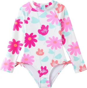 Angel season Girls Rash Guard Swimsuit Set Toddler Kids Swimwear Long Sleeve Bathing Suits Little Girl Summer UPF 50 