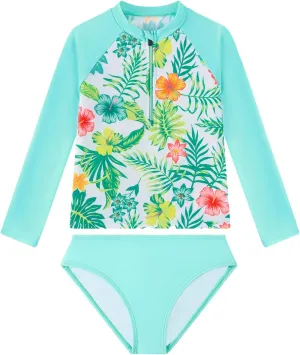 Angel season Girls Rash Guard Swimsuit Set Toddler Kids Swimwear Long Sleeve Bathing Suits Little Girl Summer UPF 50 