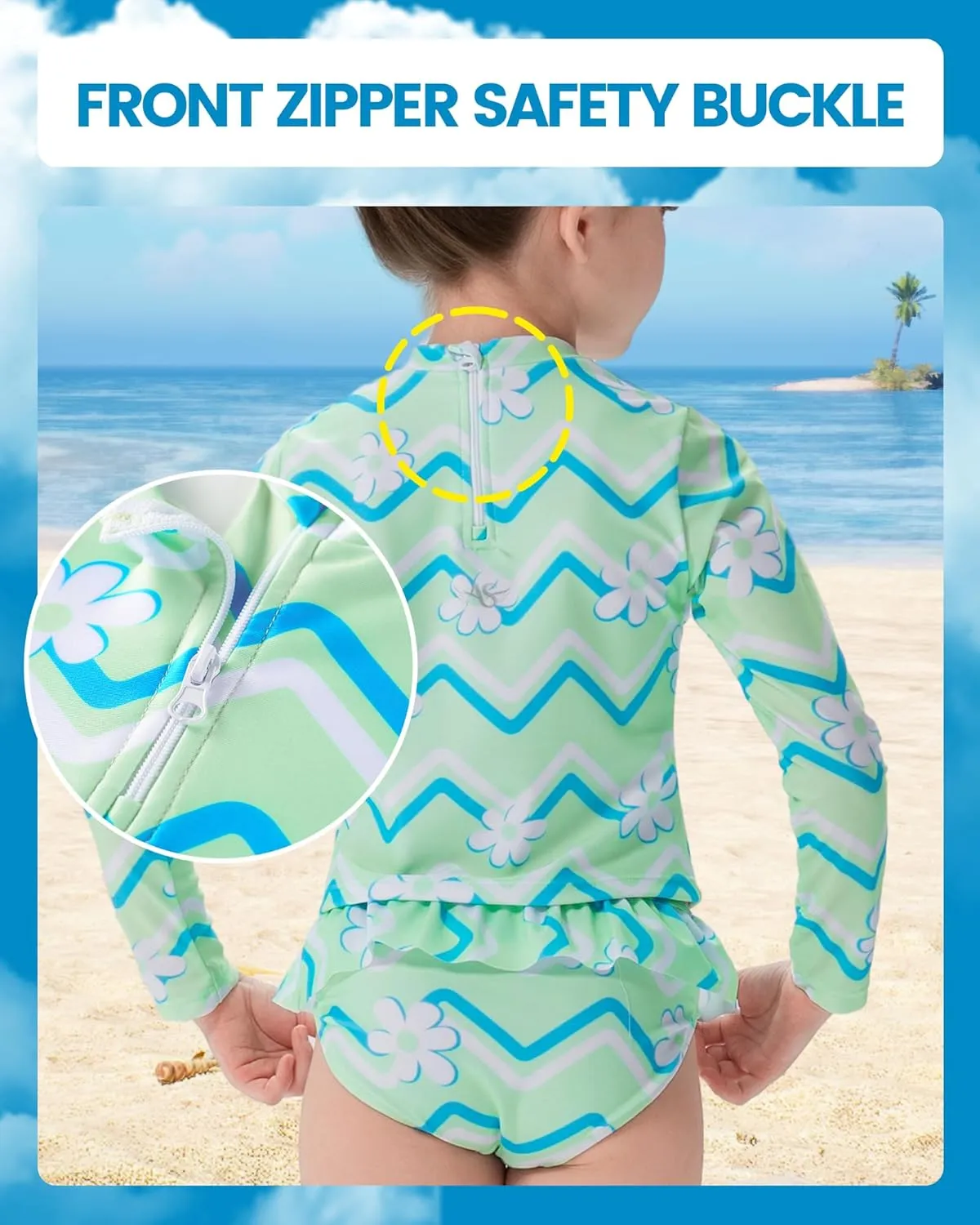 Angel season Girls Rash Guard Swimsuit Set Toddler Kids Swimwear Long Sleeve Bathing Suits Little Girl Summer UPF 50 