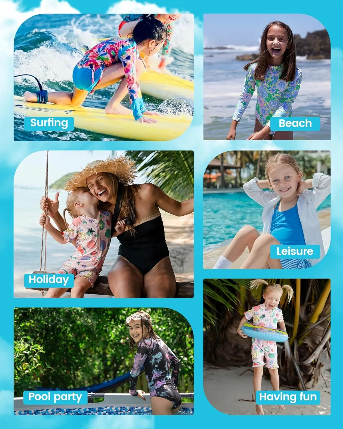 Angel season Girls Rash Guard Swimsuit Set Toddler Kids Swimwear Long Sleeve Bathing Suits Little Girl Summer UPF 50 
