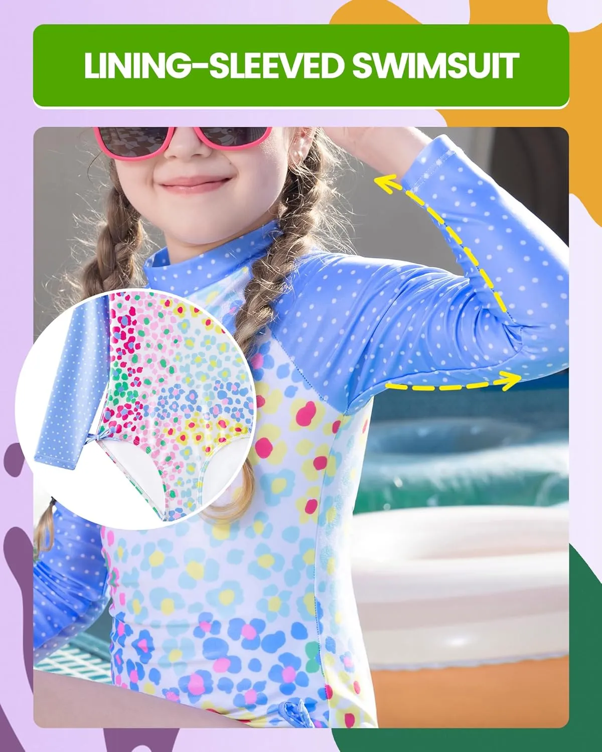 Angel season Girls Rash Guard Swimsuit Set Toddler Kids Swimwear Long Sleeve Bathing Suits Little Girl Summer UPF 50 