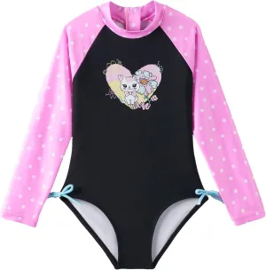 Angel season Girls Rash Guard Swimsuit Set Toddler Kids Swimwear Long Sleeve Bathing Suits Little Girl Summer UPF 50 