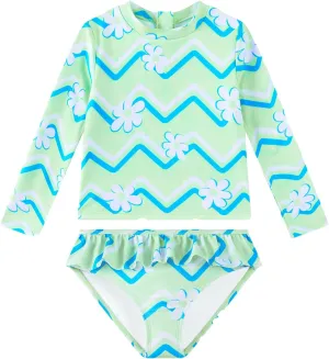 Angel season Girls Rash Guard Swimsuit Set Toddler Kids Swimwear Long Sleeve Bathing Suits Little Girl Summer UPF 50 
