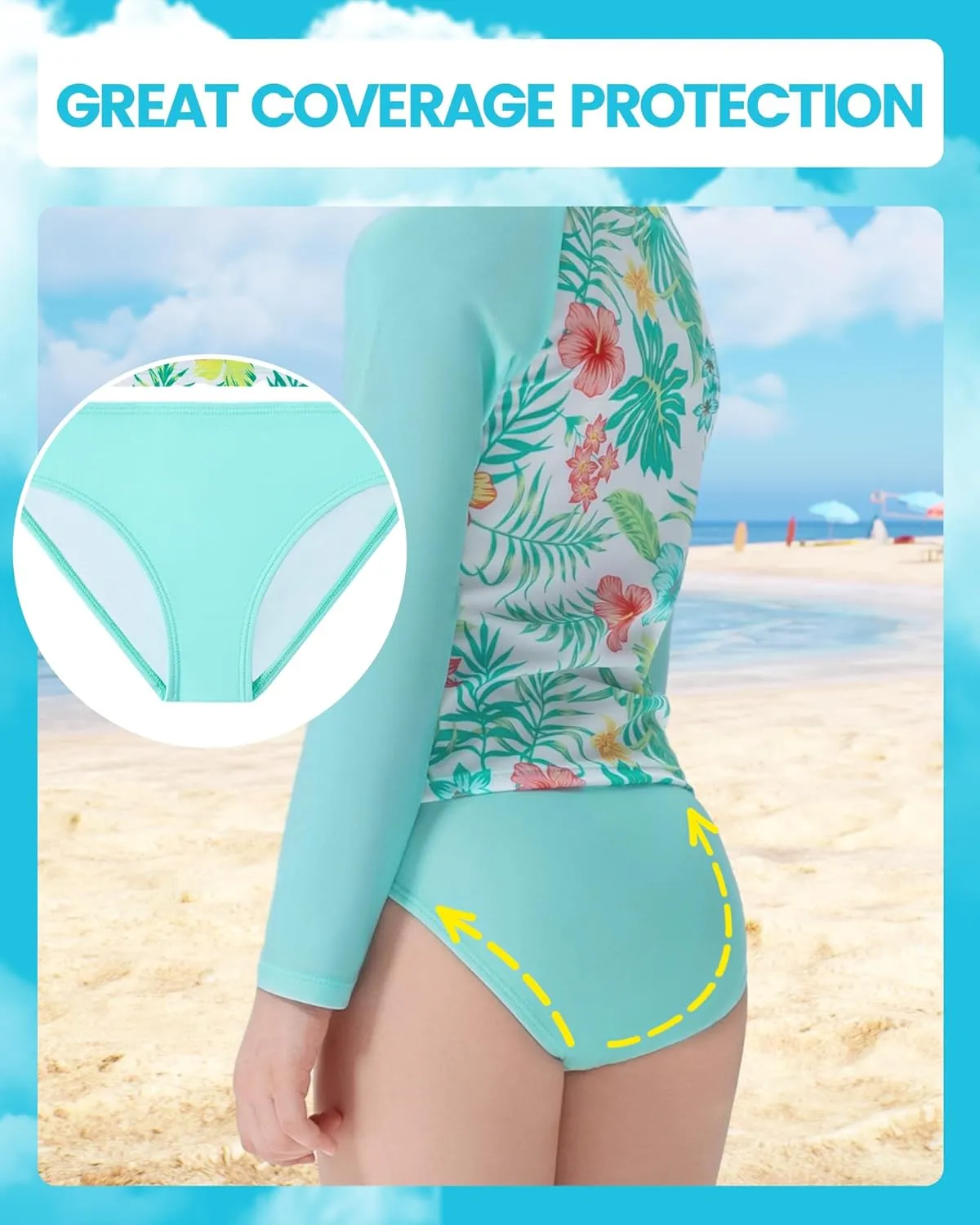 Angel season Girls Rash Guard Swimsuit Set Toddler Kids Swimwear Long Sleeve Bathing Suits Little Girl Summer UPF 50 