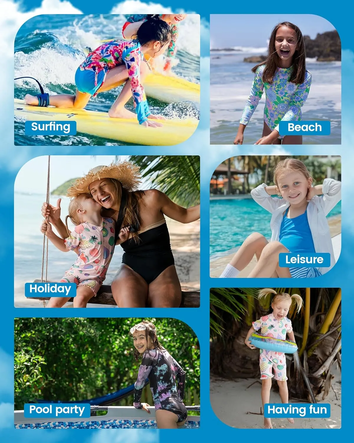 Angel season Girls Rash Guard Swimsuit Set Toddler Kids Swimwear Long Sleeve Bathing Suits Little Girl Summer UPF 50 