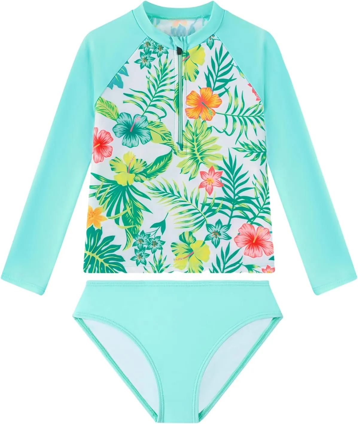 Angel season Girls Rash Guard Swimsuit Set Toddler Kids Swimwear Long Sleeve Bathing Suits Little Girl Summer UPF 50 