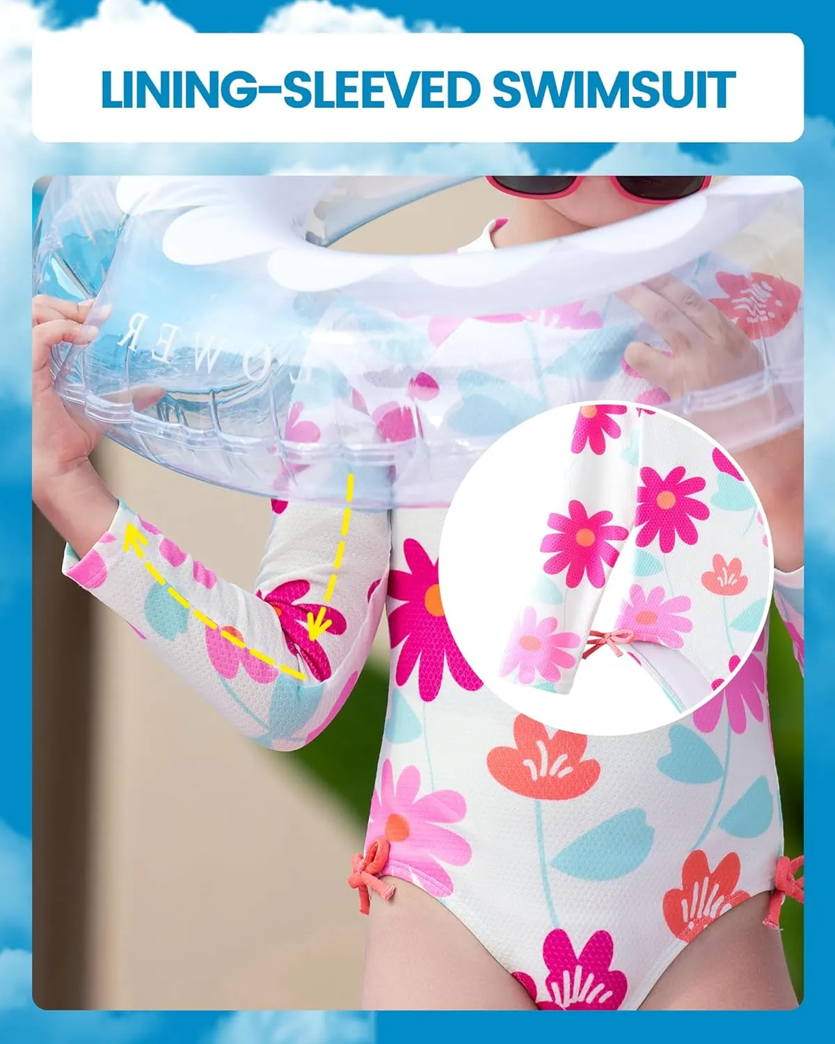 Angel season Girls Rash Guard Swimsuit Set Toddler Kids Swimwear Long Sleeve Bathing Suits Little Girl Summer UPF 50 