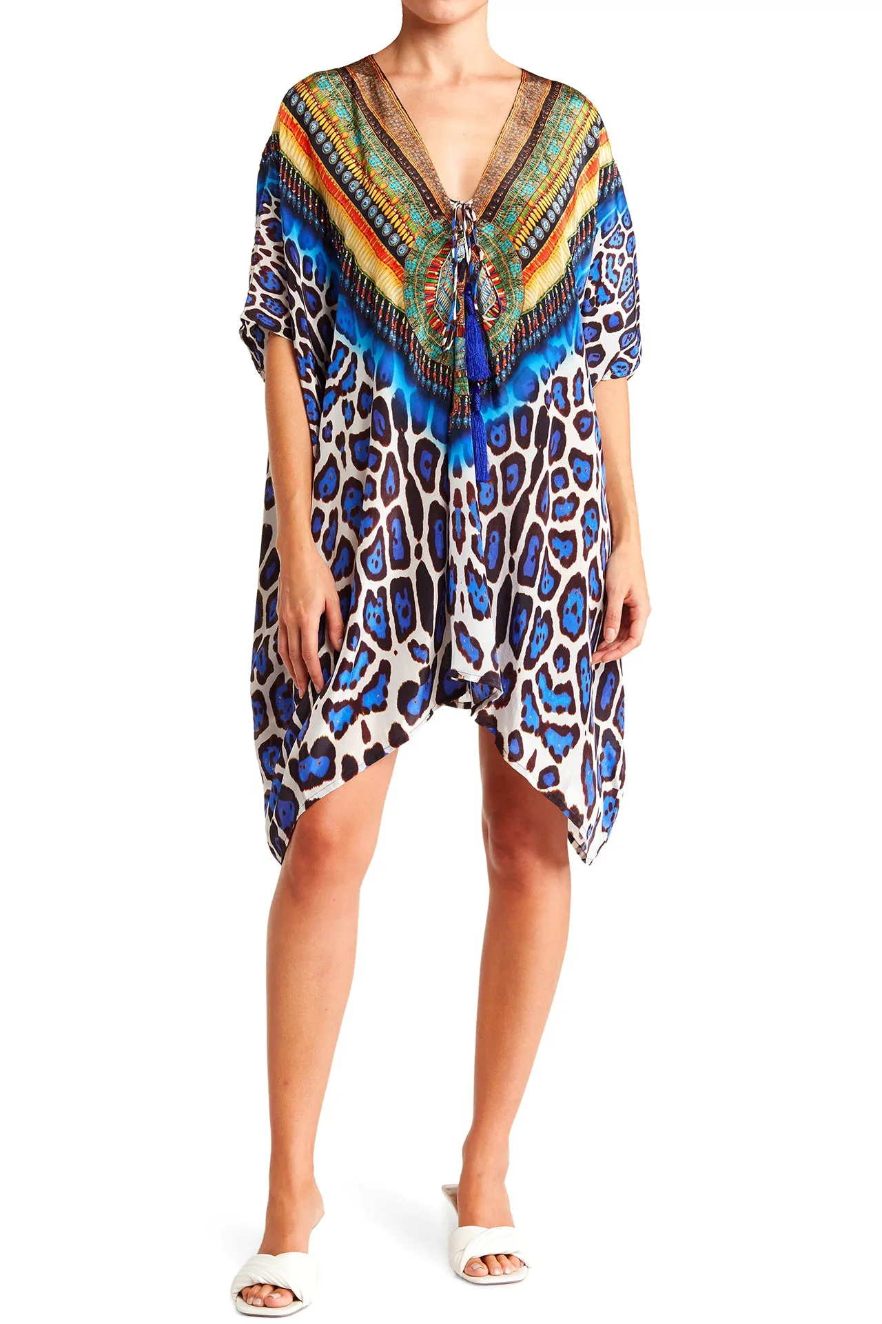 Animal Print Short Caftan Dress for Women