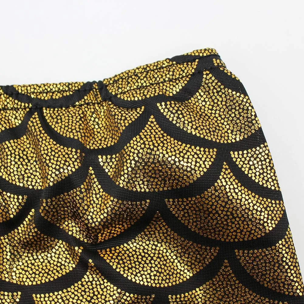 ANKOMINA Women High Waisted Holographic Mermaid Scale Print Booty Shorts Bottoms