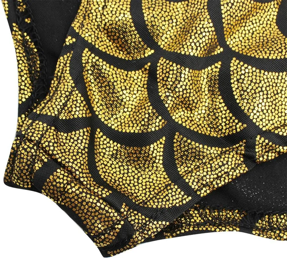 ANKOMINA Women High Waisted Holographic Mermaid Scale Print Booty Shorts Bottoms
