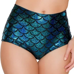 ANKOMINA Women High Waisted Holographic Mermaid Scale Print Booty Shorts Bottoms