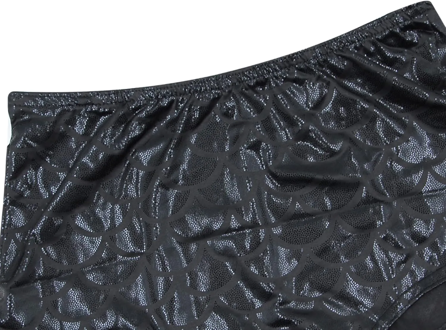 ANKOMINA Women High Waisted Holographic Mermaid Scale Print Booty Shorts Bottoms