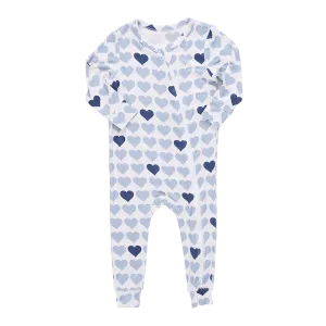 Baby Bamboo Romper - Blue Tiny Hearts