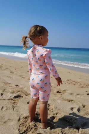 Baby Swimsuit with Ruffles - Sweet Peach