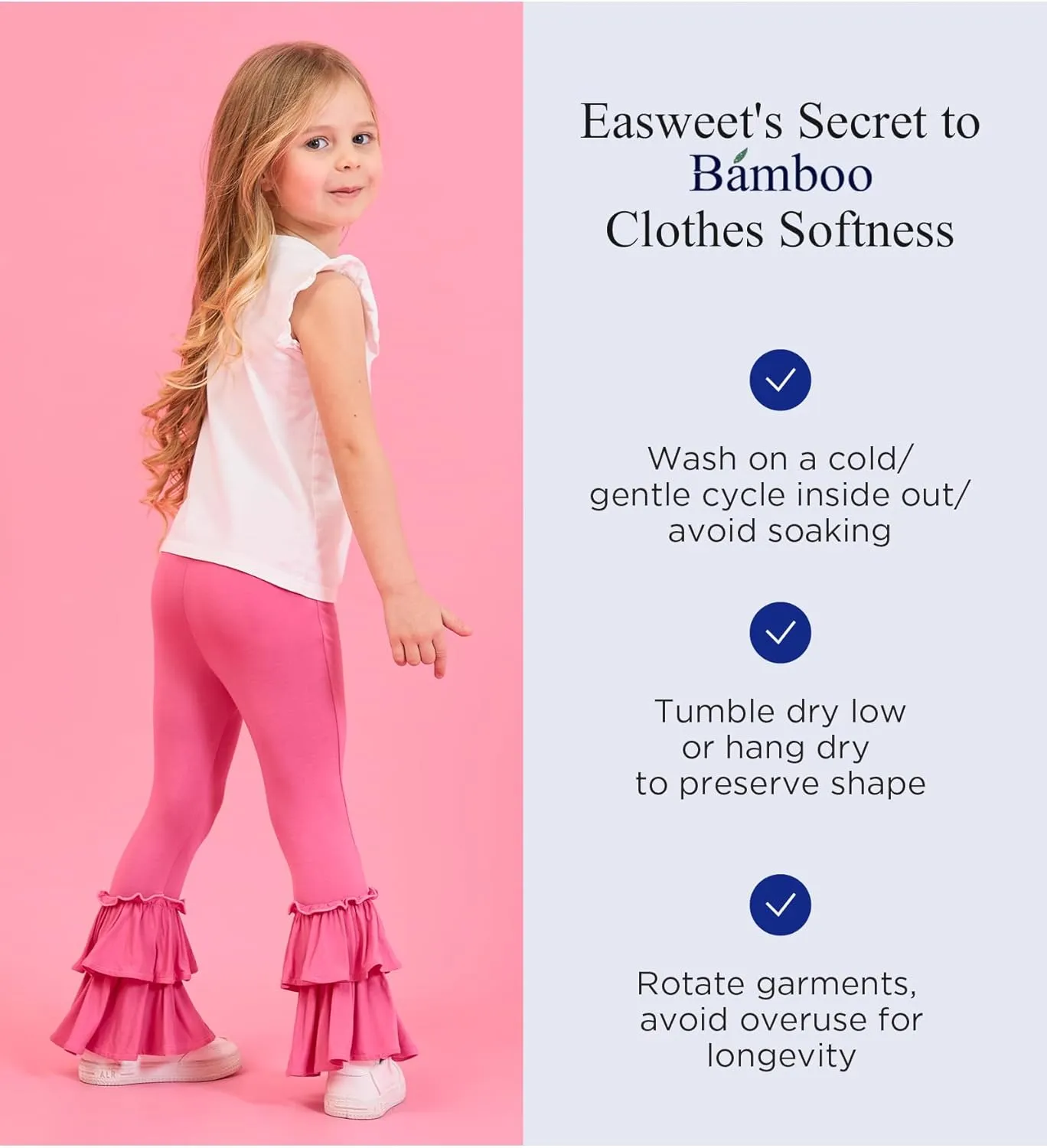 Bamboo Viscose Pants for Girls Toddler Bell Bottoms Ruffled Flare Leggings
