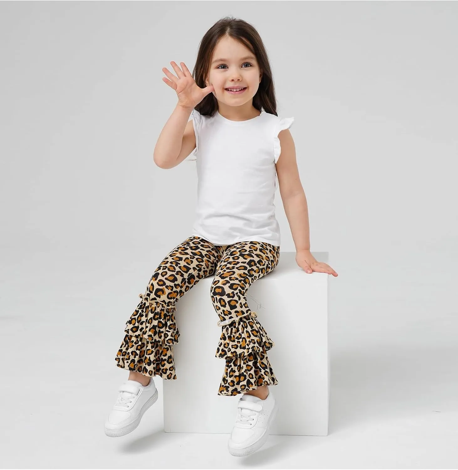 Bamboo Viscose Pants for Girls Toddler Bell Bottoms Ruffled Flare Leggings
