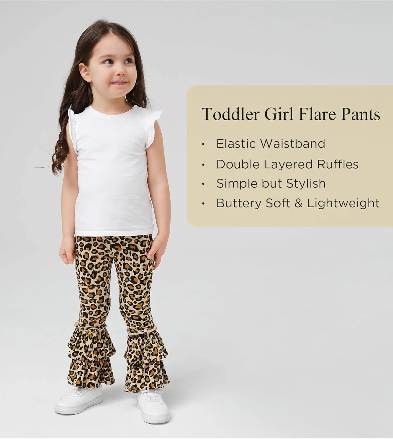Bamboo Viscose Pants for Girls Toddler Bell Bottoms Ruffled Flare Leggings