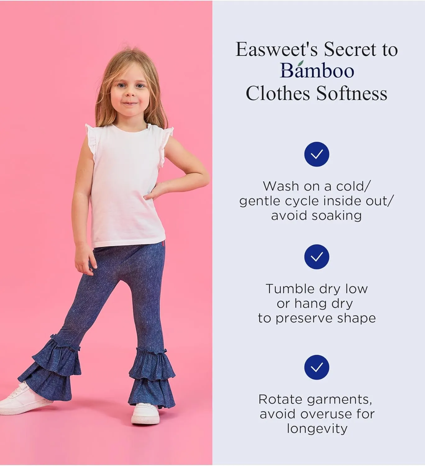 Bamboo Viscose Pants for Girls Toddler Bell Bottoms Ruffled Flare Leggings