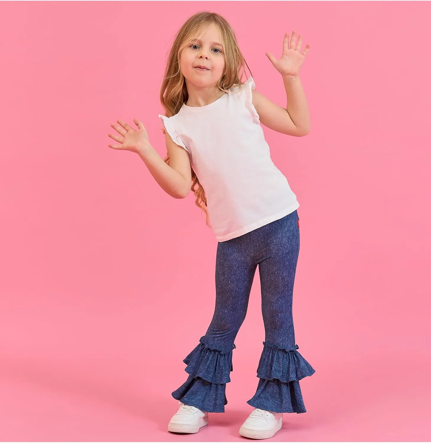 Bamboo Viscose Pants for Girls Toddler Bell Bottoms Ruffled Flare Leggings
