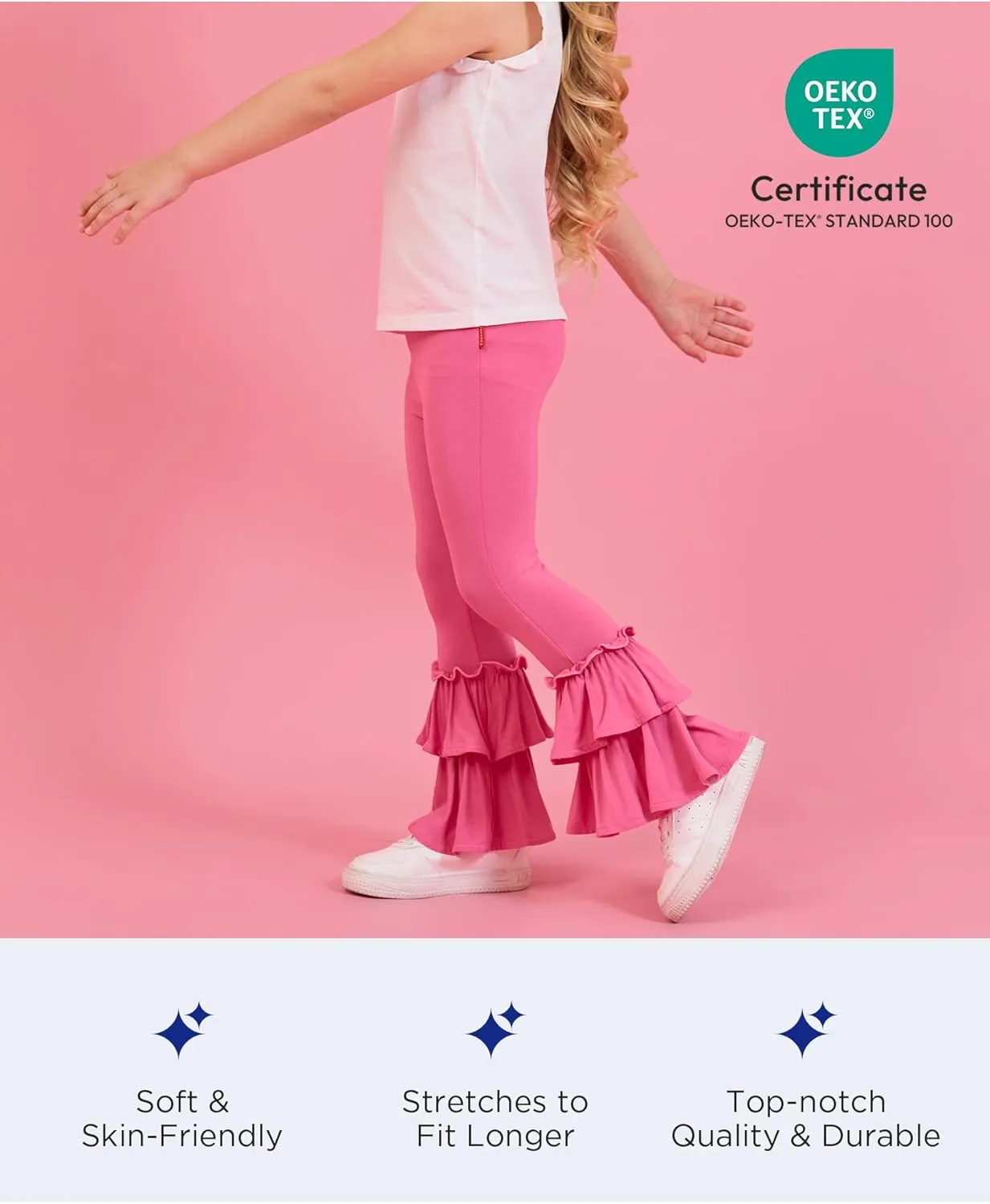 Bamboo Viscose Pants for Girls Toddler Bell Bottoms Ruffled Flare Leggings
