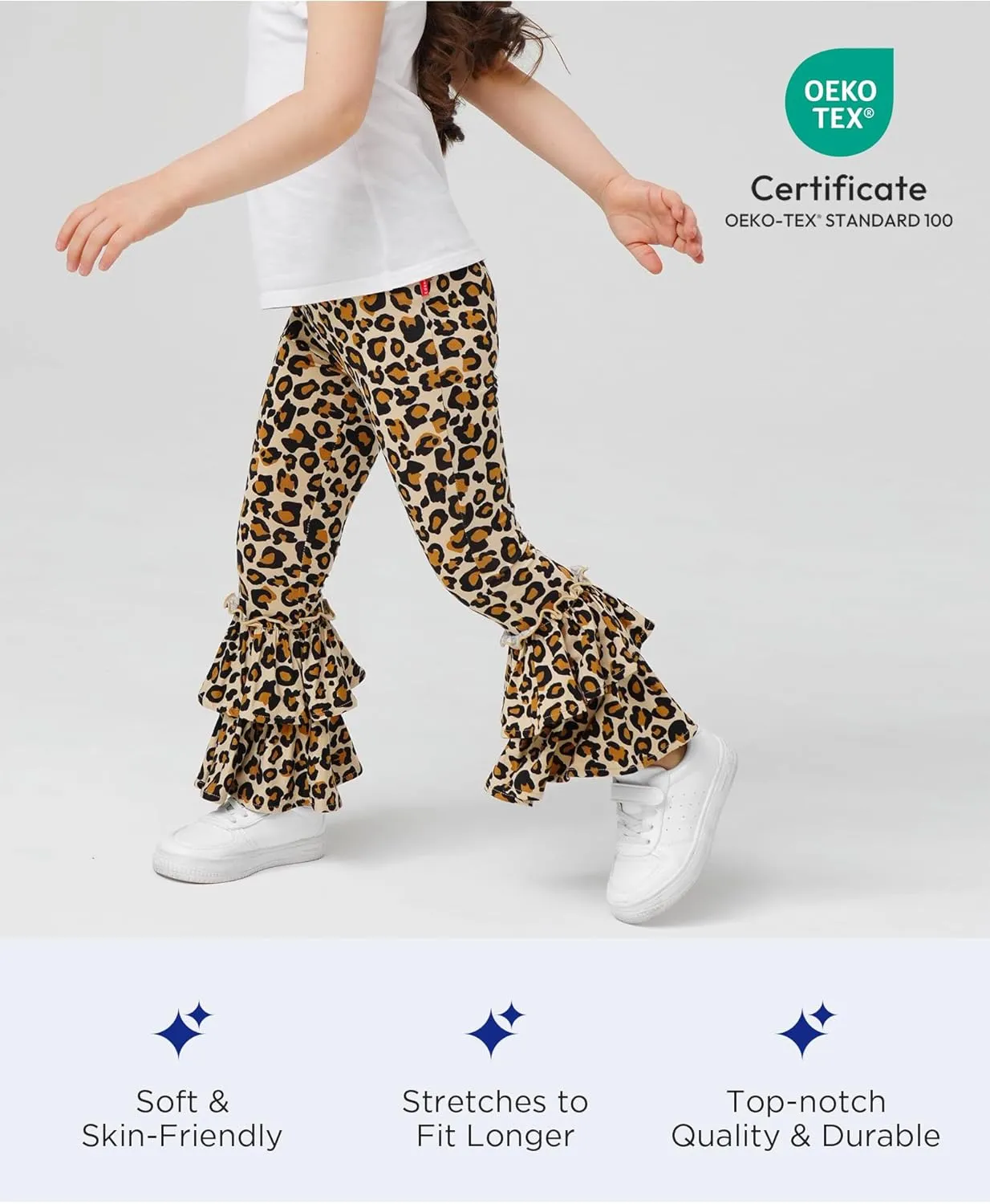 Bamboo Viscose Pants for Girls Toddler Bell Bottoms Ruffled Flare Leggings