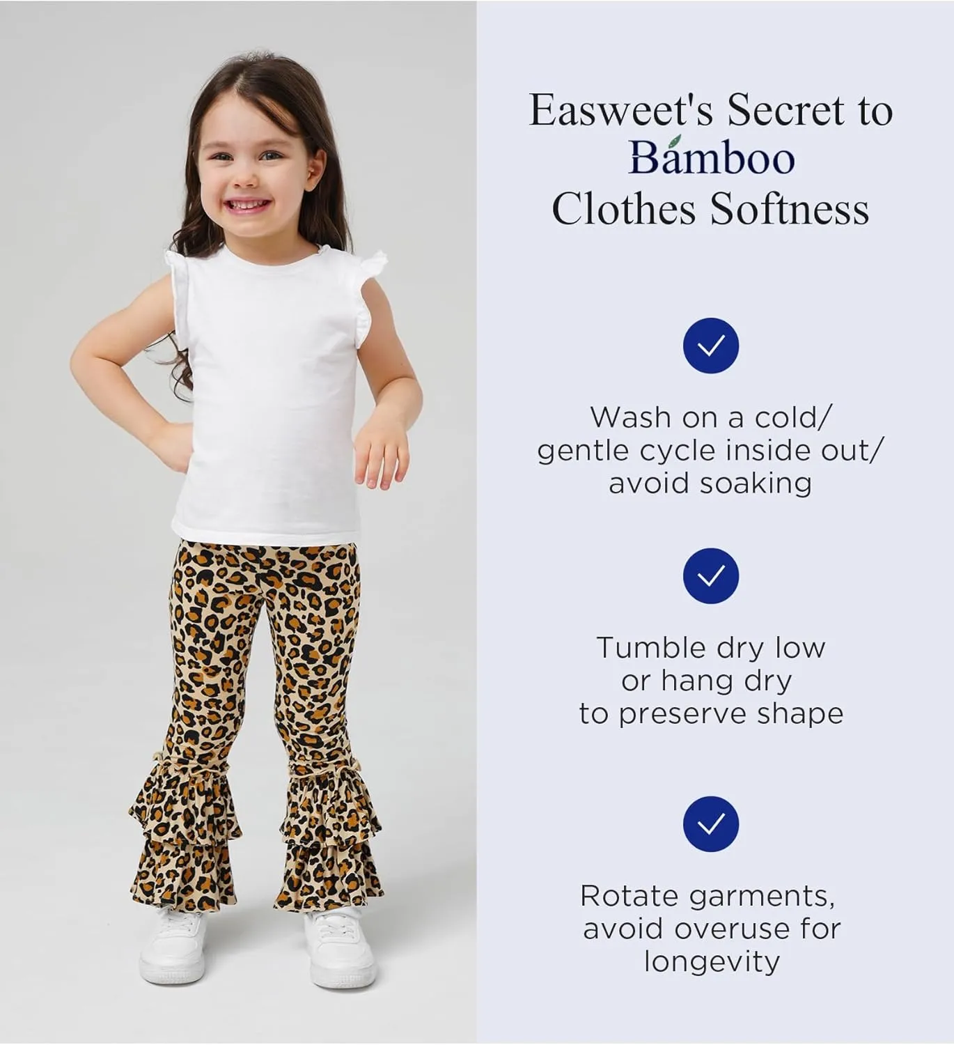 Bamboo Viscose Pants for Girls Toddler Bell Bottoms Ruffled Flare Leggings